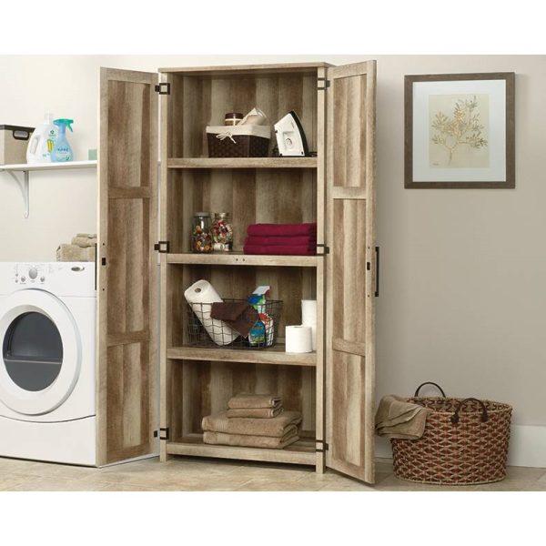 Farmhouse Wardrobe Storage Cabinet Armoire in Light Wood Finish - Image 5