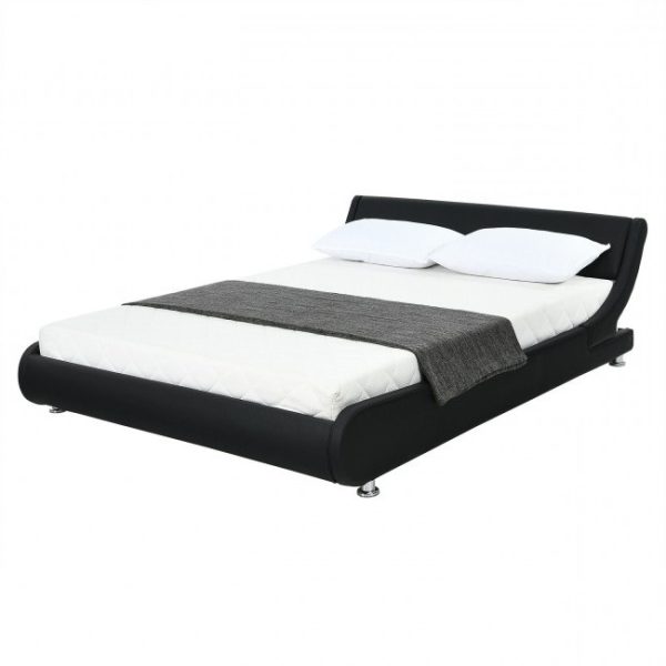 Full Size Modern Faux Leather Upholstered Platform Bed Frame Black - Image 2