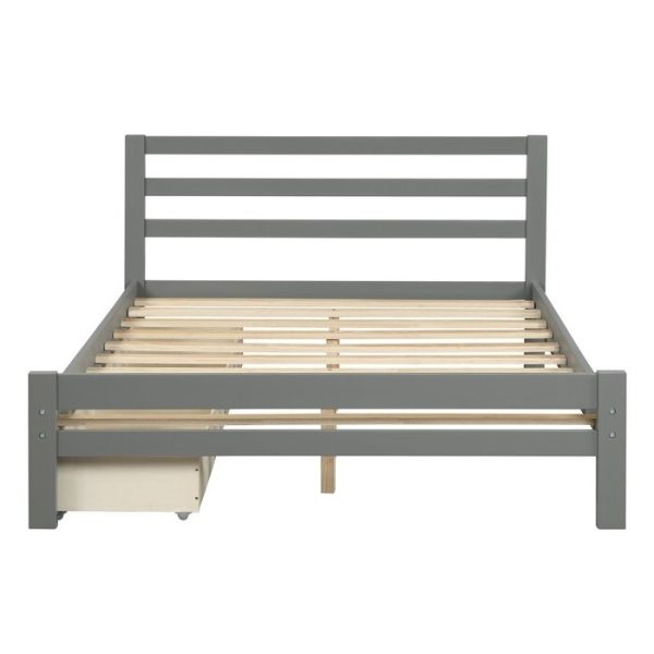 Full size Gray Low Profile 2 Drawer Storage Platform Bed - Image 2