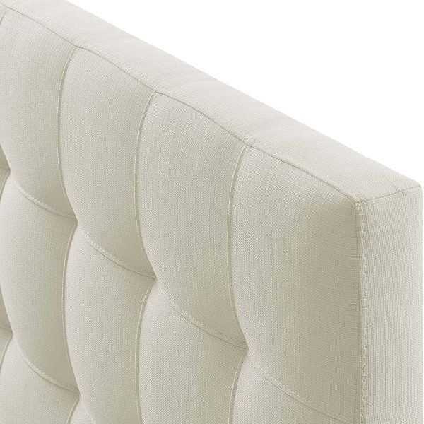 Full size Ivory Linen Fabric Upholstered Tufted Headboard - Image 2