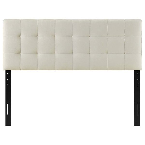Full size Ivory Linen Fabric Upholstered Tufted Headboard - Image 3
