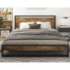 Full Modern Farmhouse Platform Bed Frame with Wood Panel Headboard Footboard - Image 3
