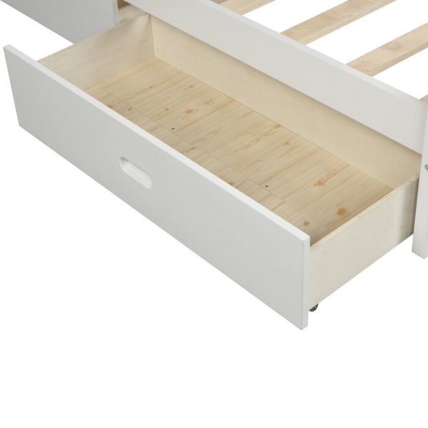 Full size White Low Profile 2 Drawer Storage Platform Bed - Image 5