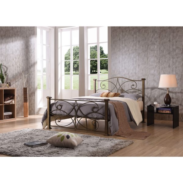 Full size Gold Metal Platform Bed Frame with Headboard and Footboard - Image 3