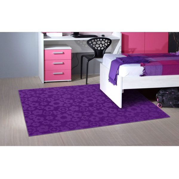 5' x 7' Purple Area Rug with Floral Flowers Pattern - Made in USA - Image 2