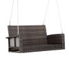 Grey Tones Wicker Porch Swing 7ft Hanging Chain with Dark Grey Padded Cushion - Image 2