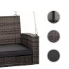 Grey Tones Wicker Porch Swing 7ft Hanging Chain with Dark Grey Padded Cushion - Image 3