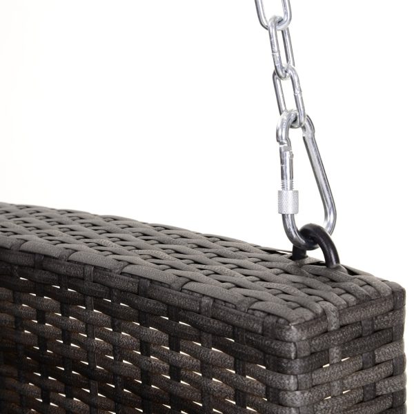 Grey Tones Wicker Porch Swing 7ft Hanging Chain with Dark Grey Padded Cushion - Image 4