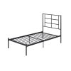 Twin Size Modern Black Metal Platform Bed with Geometric Headboard - Image 2