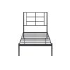 Twin Size Modern Black Metal Platform Bed with Geometric Headboard - Image 3