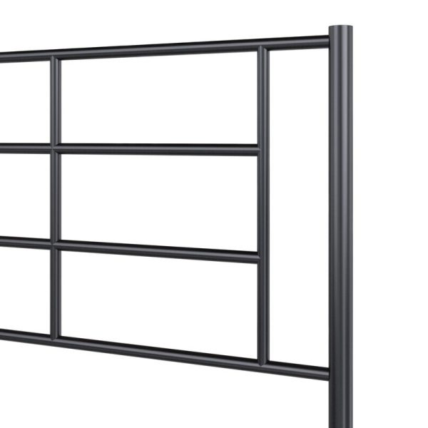 Twin Size Modern Black Metal Platform Bed with Geometric Headboard - Image 4