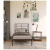 Twin Size Modern Black Metal Platform Bed with Geometric Headboard - Image 5