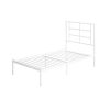 Twin Size Modern White Metal Platform Bed with Geometric Headboard - Image 2