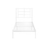 Twin Size Modern White Metal Platform Bed with Geometric Headboard - Image 3