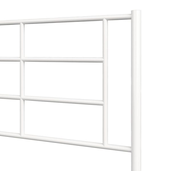 Twin Size Modern White Metal Platform Bed with Geometric Headboard - Image 4