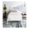 Twin Size Modern White Metal Platform Bed with Geometric Headboard - Image 5