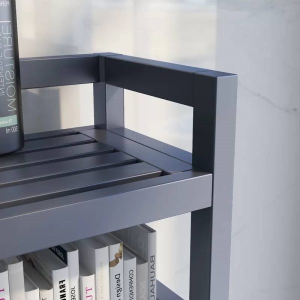 Solid Wood Over the Toilet Bathroom Storage Unit in Black Graphite Finish - Image 3
