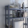 Solid Wood Over the Toilet Bathroom Storage Unit in Black Graphite Finish - Image 4