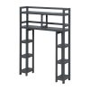 Solid Wood Over the Toilet Bathroom Storage Unit in Black Graphite Finish - Image 5