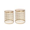 Set Of 2 Circle Charm Round Accent Table Nightstand Gold - Image 2