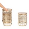 Set Of 2 Circle Charm Round Accent Table Nightstand Gold - Image 3