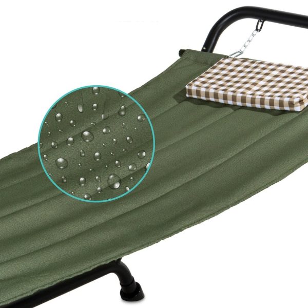 Green Waterproof Patio Hammock w/ Stand Pillow Storage Pockets - Image 2