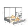 Gray Full Size Canopy Platform Bed with Twin Roller Trundle Bed - Image 3