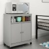 Grey Utility Cart / Kitchen Microwave Cart with Casters - Image 4