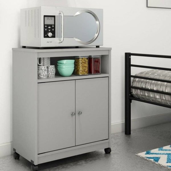 Grey Utility Cart / Kitchen Microwave Cart with Casters - Image 4