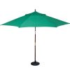 11-Ft Wood Patio Umbrella with Green Canopy - Commercial Grade - Image 2