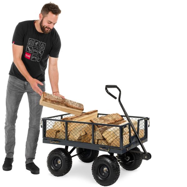 Heavy Duty Grey Steel Garden Utility Cart Wagon with Removable Sides - Image 2