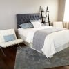 Queen size Padded Button Tufted Upholstered Headboard in Charcoal - Image 2