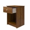 Rusic Brown Oak Farmhouse 1-Drawer Bedroom Nighstand with Open Shelf - Image 3