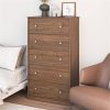 Modern 5-Drawer Bedroom Chest of Drawers in Rustic Walnut Wood Finish - Image 2