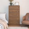 Modern 5-Drawer Bedroom Chest of Drawers in Rustic Walnut Wood Finish - Image 3