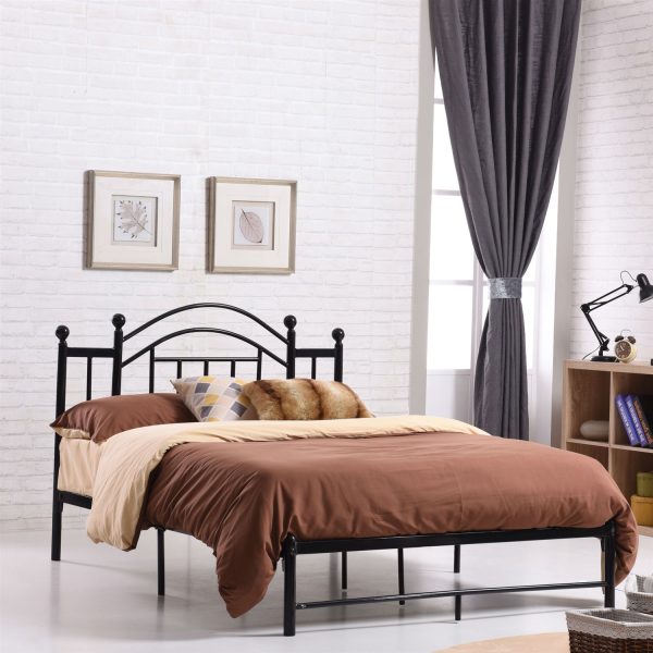 Queen size Black Metal Platform Bed Frame with Arch Style Headboard - Image 2