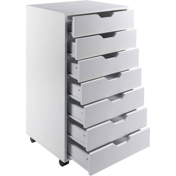 Modern Scandinavian Style 7-Drawer Storage Cabinet Chest in White Finish - Image 4