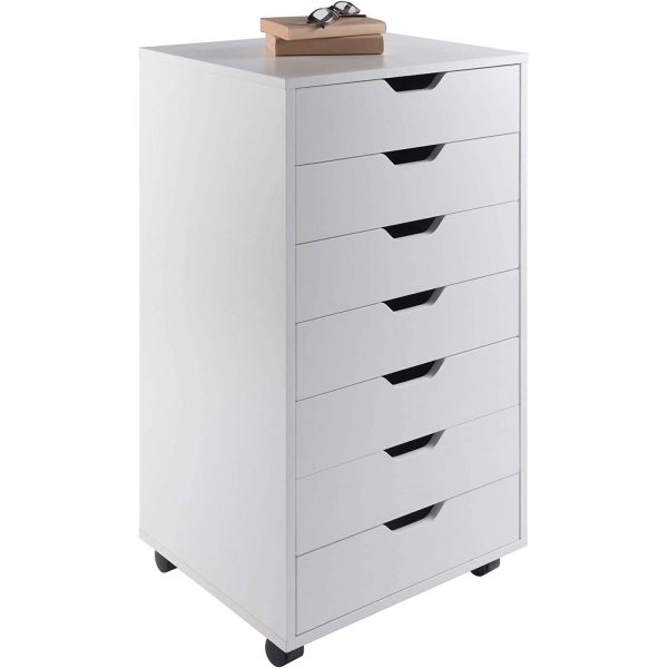 Modern Scandinavian Style 7-Drawer Storage Cabinet Chest in White Finish - Image 5