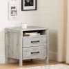 Modern Washed Pine 2 Drawer Nightstand Cubby Storage Shelf - Image 4