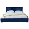 Navy Blue Flannel Tufted Upholstered Platform Bed in Queen Size - Image 2