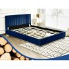 Navy Blue Flannel Tufted Upholstered Platform Bed in Queen Size - Image 4