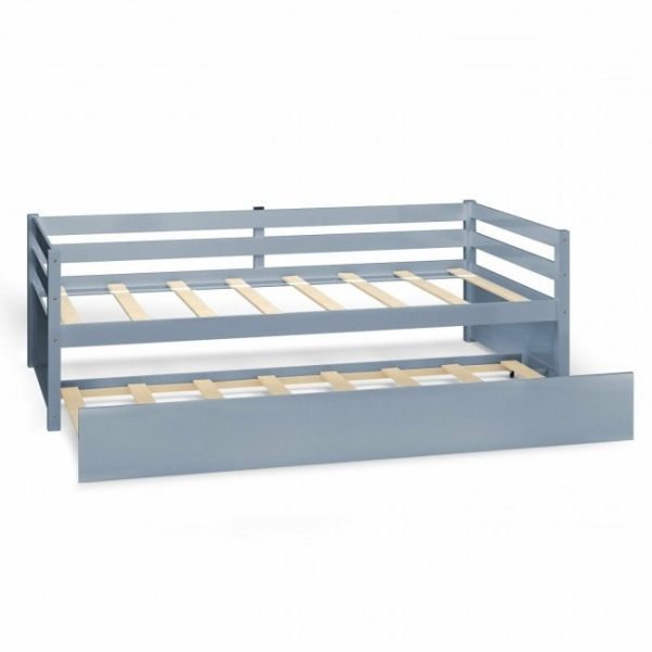Twin/Twin Dorm Style Trundle Daybed Platform Bed Frame in Grey - Image 2