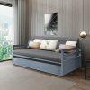 Twin/Twin Dorm Style Trundle Daybed Platform Bed Frame in Grey - Image 3