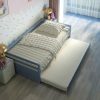 Twin/Twin Dorm Style Trundle Daybed Platform Bed Frame in Grey - Image 4