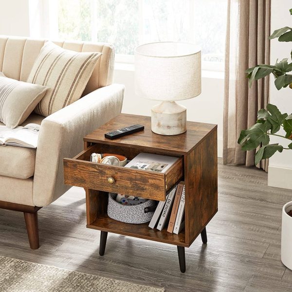 FarmHouse Retro Brown 1 Storage Drawer Nightstand - Image 2
