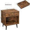 FarmHouse Retro Brown 1 Storage Drawer Nightstand - Image 4