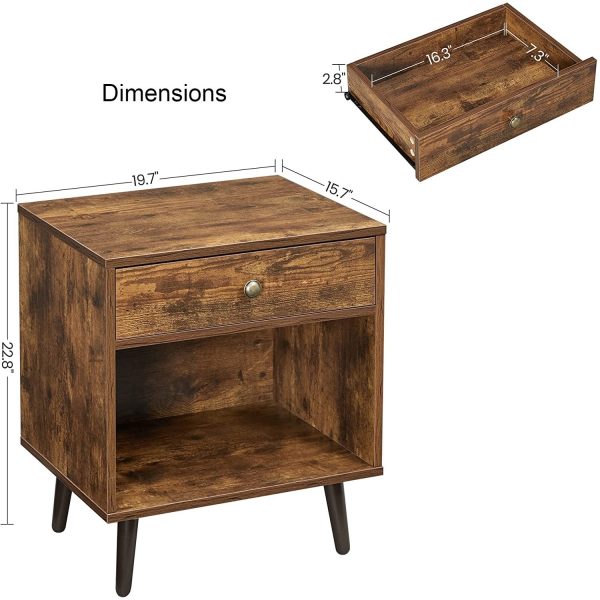 FarmHouse Retro Brown 1 Storage Drawer Nightstand - Image 4