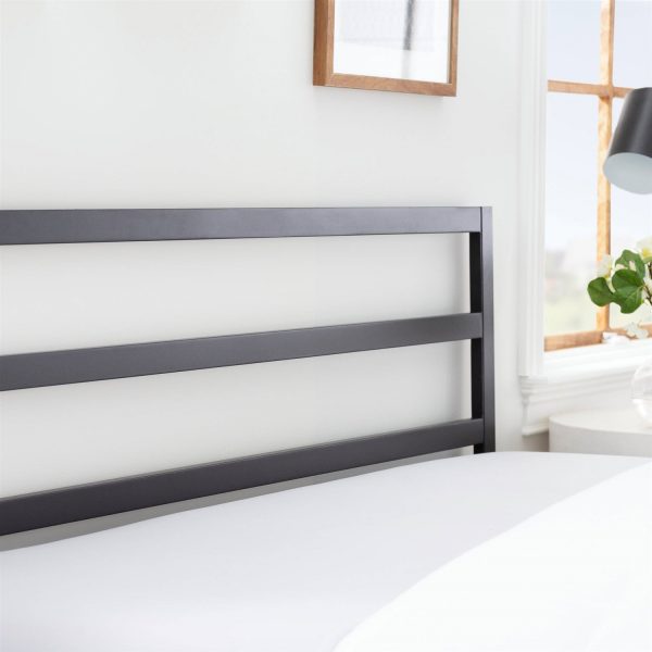 Queen size Modern Slatted Headboard in Matte Black Metal Finish - Image 2
