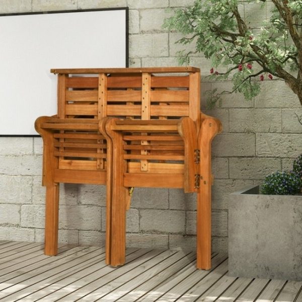 FarmHome Folding 2 Seater Garden Eucalyptus Bench - Image 4