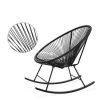 3 Piece Black Oval Patio Woven Rocking Chair Bistro Set - Image 3